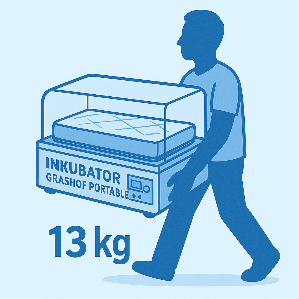 Inkubator Grashof Portable dengan Berat 13 kg Dapat Diangkat Satu Orang Dewasa